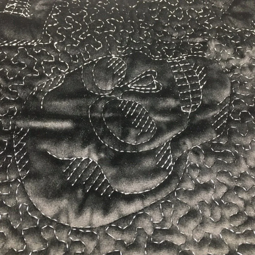 Shabby Chic Halloween Silver Skull Black Velvet Tablecloth 50
